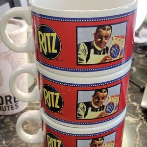 Lot 3x Vintage premium Plus RitZ crackers primo soup mugs cup